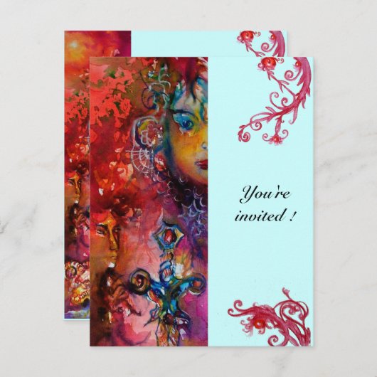 EXCALIBUR, helder rood, roze blauw Kaart (Voorkant / Achterkant)