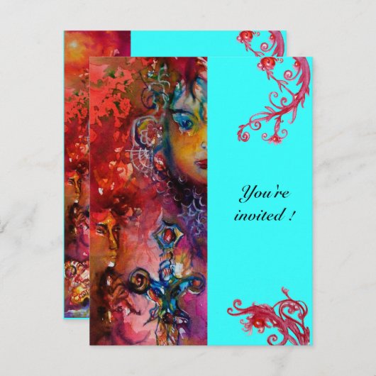 EXCALIBUR, helder rood, roze blauw Kaart (Voorkant / Achterkant)