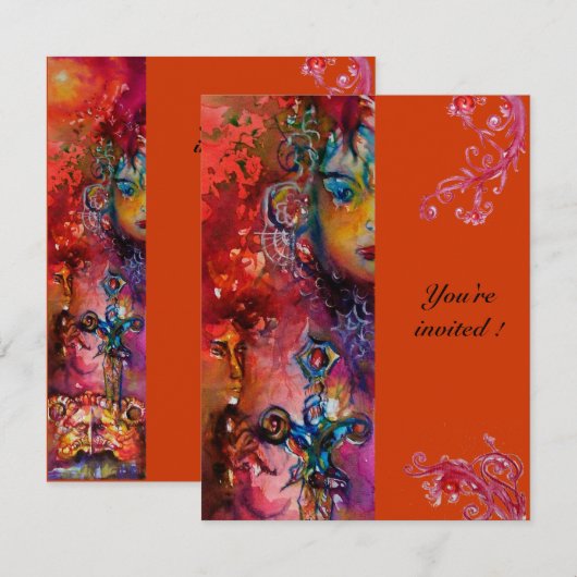 EXCALIBUR, helder rood, roze blauw sinaasappel Kaart (Voorkant / Achterkant)