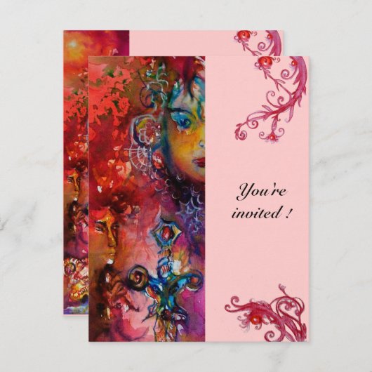 EXCALIBUR, helder rood, roze Kaart (Voorkant / Achterkant)