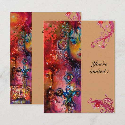 EXCALIBUR, helder rood roze Kaart (Voorkant / Achterkant)