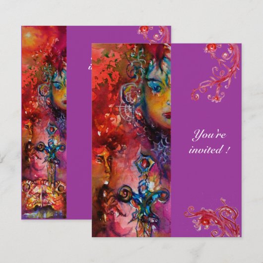 EXCALIBUR, helder rood, roze violet Kaart (Voorkant / Achterkant)