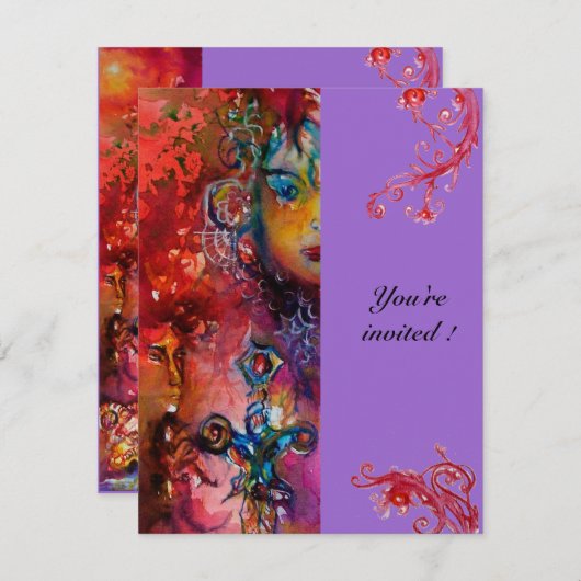 EXCALIBUR, helder rood, roze violet Kaart (Voorkant / Achterkant)