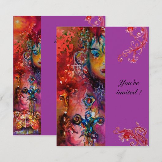 EXCALIBUR, helder rood, roze violet Kaart (Voorkant / Achterkant)