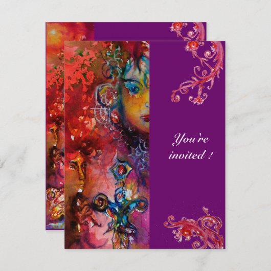 EXCALIBUR, helder rood, roze violet Kaart (Voorkant / Achterkant)