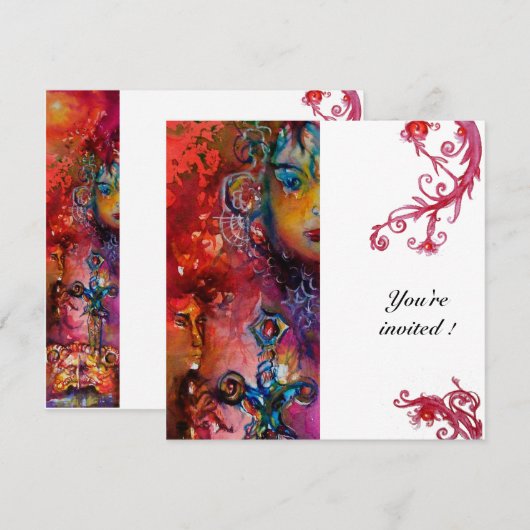 EXCALIBUR, helder rood, wit Kaart (Voorkant / Achterkant)