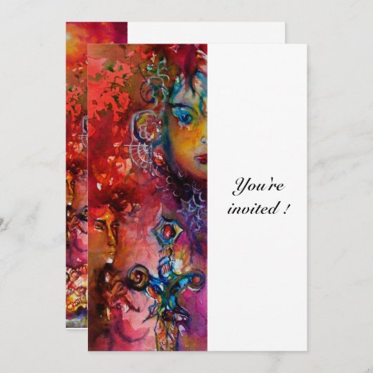 EXCALIBUR, helder rood, wit Kaart (Voorkant / Achterkant)