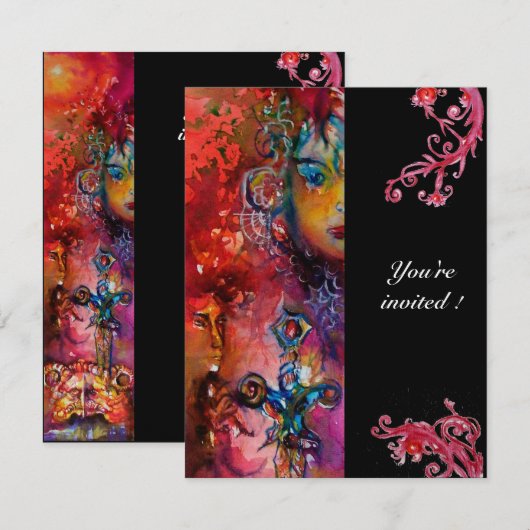 EXCALIBUR, helder rood, zwart Kaart (Voorkant / Achterkant)