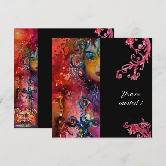 EXCALIBUR, helder rood, zwart Kaart (Voorkant / Achterkant)