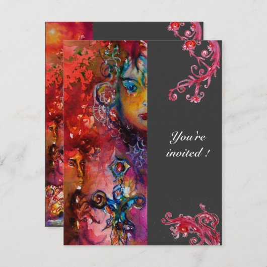 EXCALIBUR, helder rood, zwart Kaart (Voorkant / Achterkant)