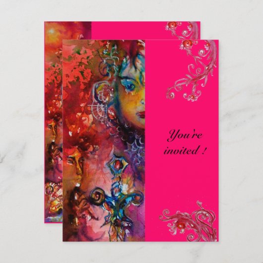 EXCALIBUR heldere fuchsie rood roze paars wit Kaart (Voorkant / Achterkant)