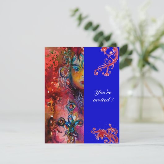 EXCALIBUR , helderrood ,blauw Kaart (Staand voorkant)