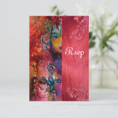 EXCALIBUR, helderrood, blauwe rsva RSVP Kaartje (Staand voorkant)