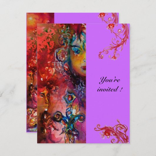 EXCALIBUR , helderrood, paars Kaart (Voorkant / Achterkant)