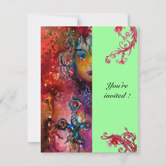 EXCALIBUR, helderrood, roze blauw groen Kaart (Voorkant)