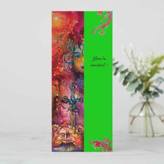 EXCALIBUR , helderrood ,roze blauw groen Kaart (Staand voorkant)