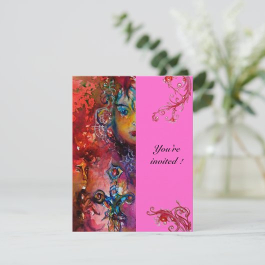 EXCALIBUR, helderrood, roze Kaart (Staand voorkant)