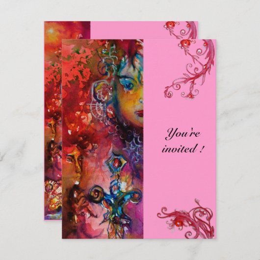 EXCALIBUR , helderrood, roze Kaart (Voorkant / Achterkant)