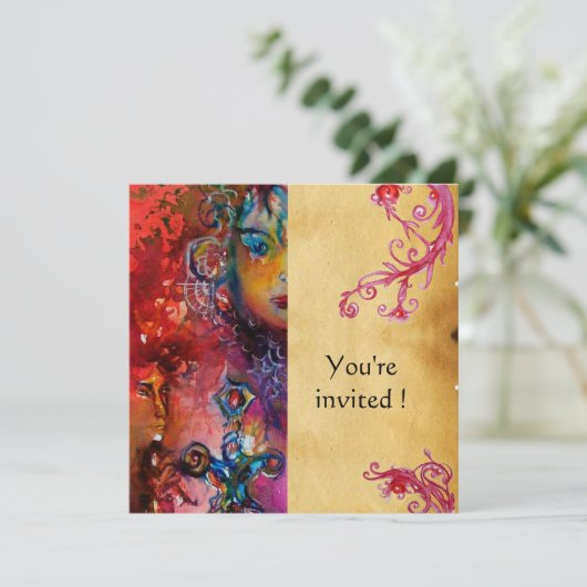 EXCALIBUR , helderrood , roze paarse perkament Kaart (Staand voorkant)