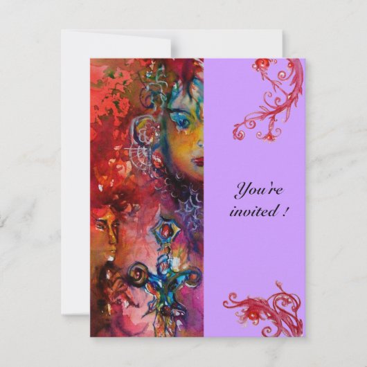 EXCALIBUR , helderrood , roze paarsviolet Kaart (Voorkant)