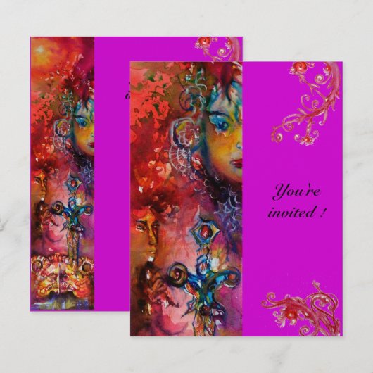 EXCALIBUR , helderrood , roze paarsviolet Kaart (Voorkant / Achterkant)