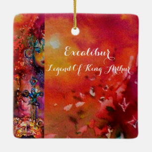 EXCALIBUR, KONINGIN VAN MAGISCH VASTE Fantasy Red Keramisch Ornament