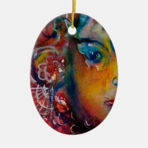 EXCALIBUR, KONINGIN VAN MAGISCH VASTE Fantasy Red  Keramisch Ornament