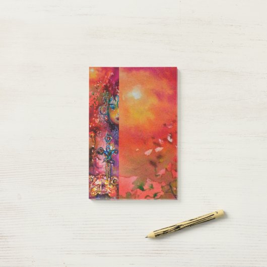 EXCALIBUR, KONINGIN VAN MAGISCH VASTE Fantasy Red  Post-it® Notes (Op bureau)