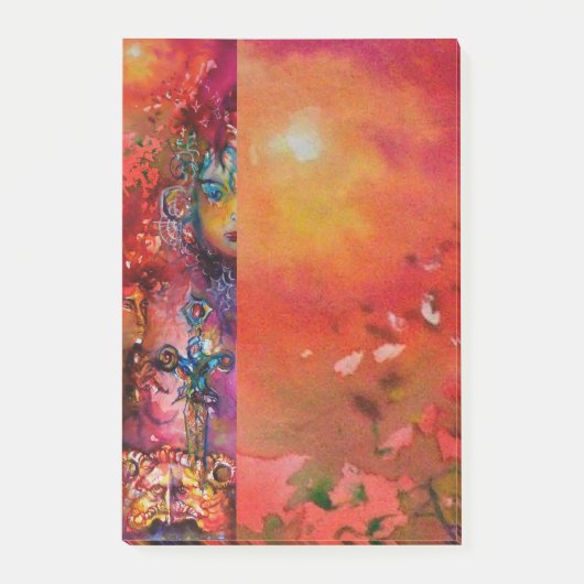 EXCALIBUR, KONINGIN VAN MAGISCH VASTE Fantasy Red  Post-it® Notes (Voorkant)