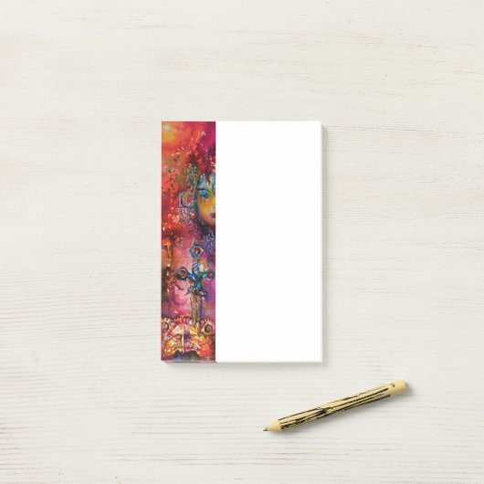 EXCALIBUR, KONINGIN VAN MAGISCH VASTE Fantasy Red  Post-it® Notes (Op bureau)