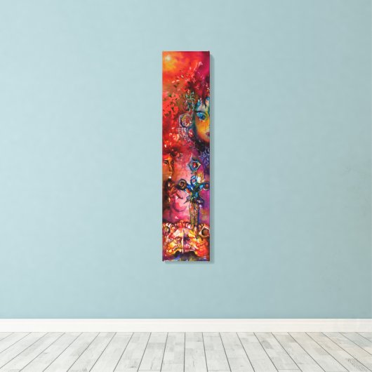 EXCALIBUR Magic Sword Fantasy Waterverf Canvas Afdruk (Insitu (Houten vloer))