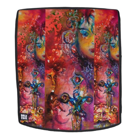 EXCALIBUR/Magic Sword Red Paarse Fantasy Rugtassen (Verwijderbaar gezicht)