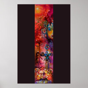 EXCALIBUR Magisch Zwaard Arthuriaanse Legende Aqua Poster