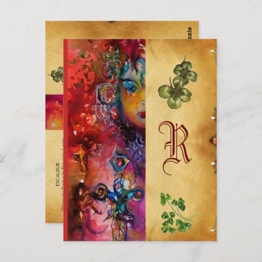 EXCALIBUR Monogram Parchment St.Patrick's Day Briefkaart (Voorkant / Achterkant)