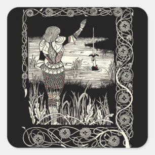 Excalibur Rising van het meer Vierkante Sticker
