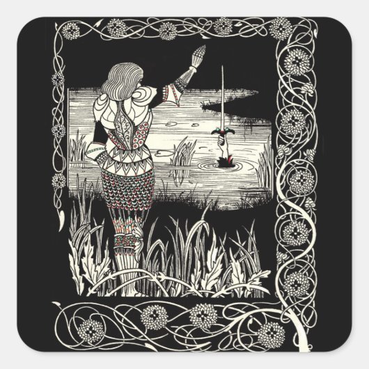 Excalibur Rising van het meer Vierkante Sticker (Voorkant)