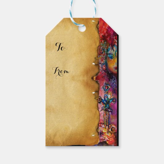 EXCALIBUR, rood Paarse zwart perkament Cadeaulabel (Voorkant)