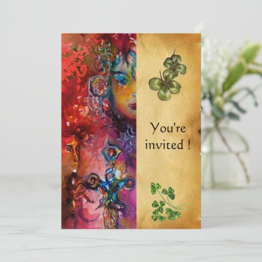 EXCALIBUR ,St Patrick's Dag Feest ,perkament Kaart (Staand voorkant)