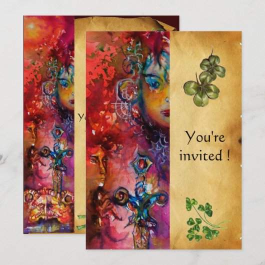 EXCALIBUR ,St Patrick's Dag Feest ,perkament Kaart (Voorkant / Achterkant)