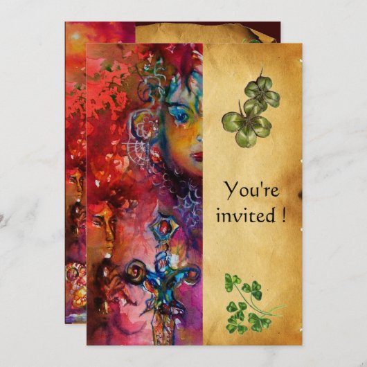 EXCALIBUR ,St Patrick's Day Feest ,perkament Kaart (Voorkant / Achterkant)