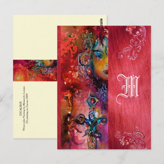 EXCALIBUREMAAT KONINGIN VAN MAGIC SWORD Fantasy Mo Briefkaart (Voorkant / Achterkant)