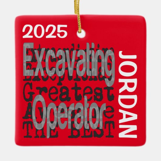 Excavating Operator Buitengewone DOUANE Keramisch Ornament (Voorkant)