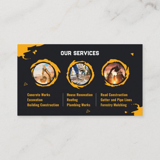 Excavation, Building Construction, Concrete works Visitekaartje (Achterkant)