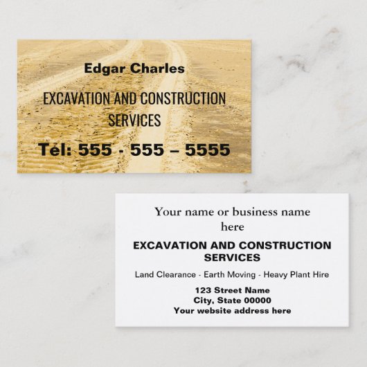 Excavation Construction Sand Tracks Visitekaartje (Voorkant / Achterkant)