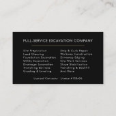 Excavation Operator Contractor Professional Visitekaartje (Achterkant)