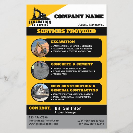 Excavation Services Business Flyer (Voorkant)