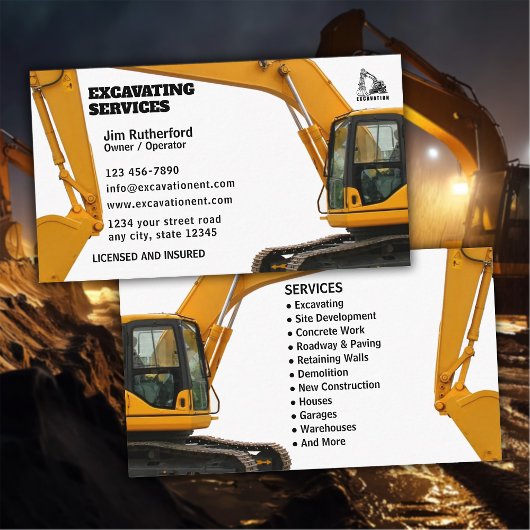 Excavation Services Business Visitekaartje