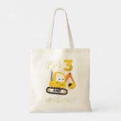 Excavator 3 jaar oud die het graven van kinderen v tote bag (Achterkant)