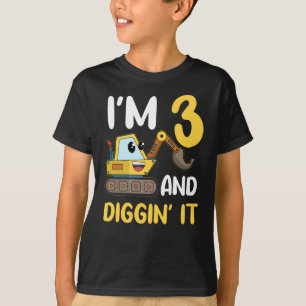 Excavator 3rd Birthday Excavator Digging T-shirt