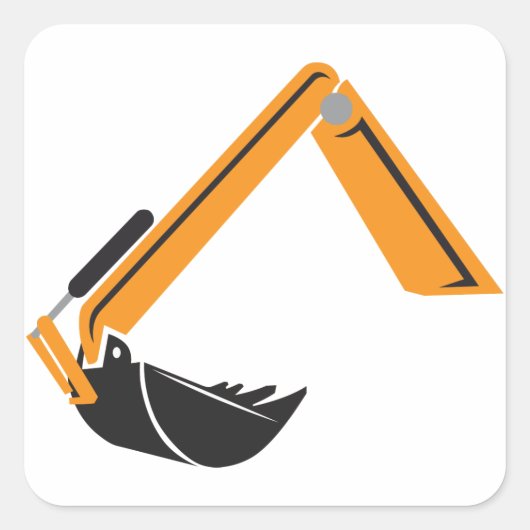 Excavator Arm Vierkante Sticker (Voorkant)